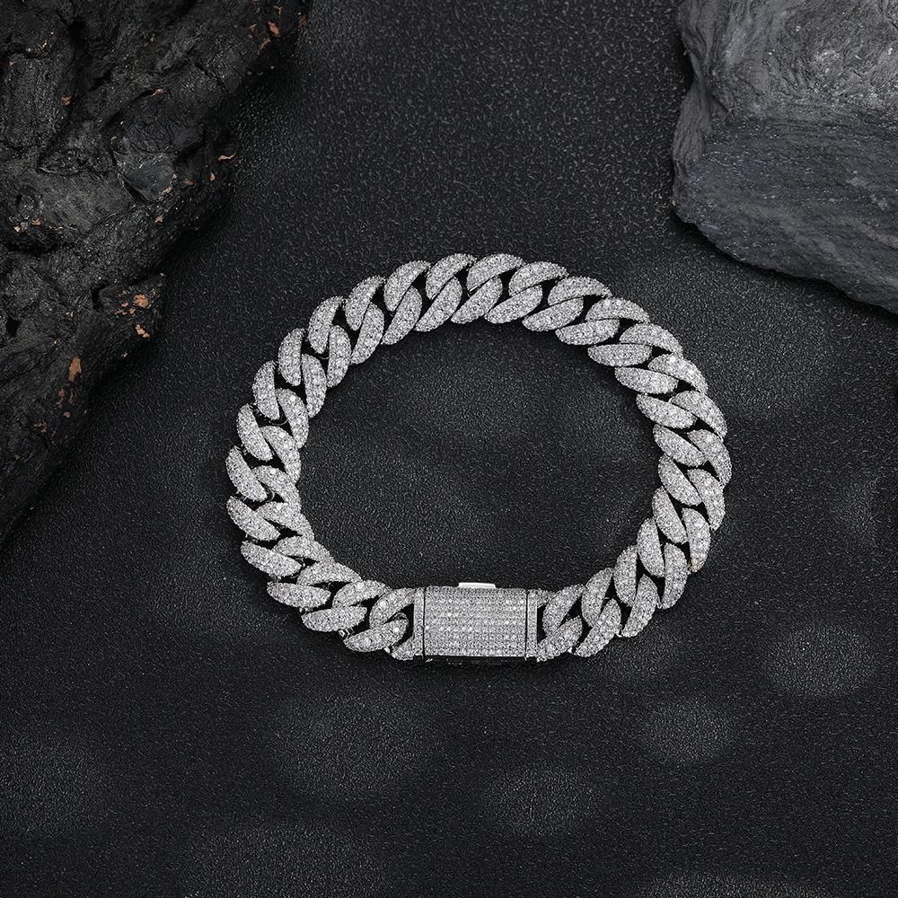 Fashion Hip Hop Real Gold Plated Jewelry 12mm Wide Bling Iced Out 5A Zircon Cuban Link Bracelet for Women and Men