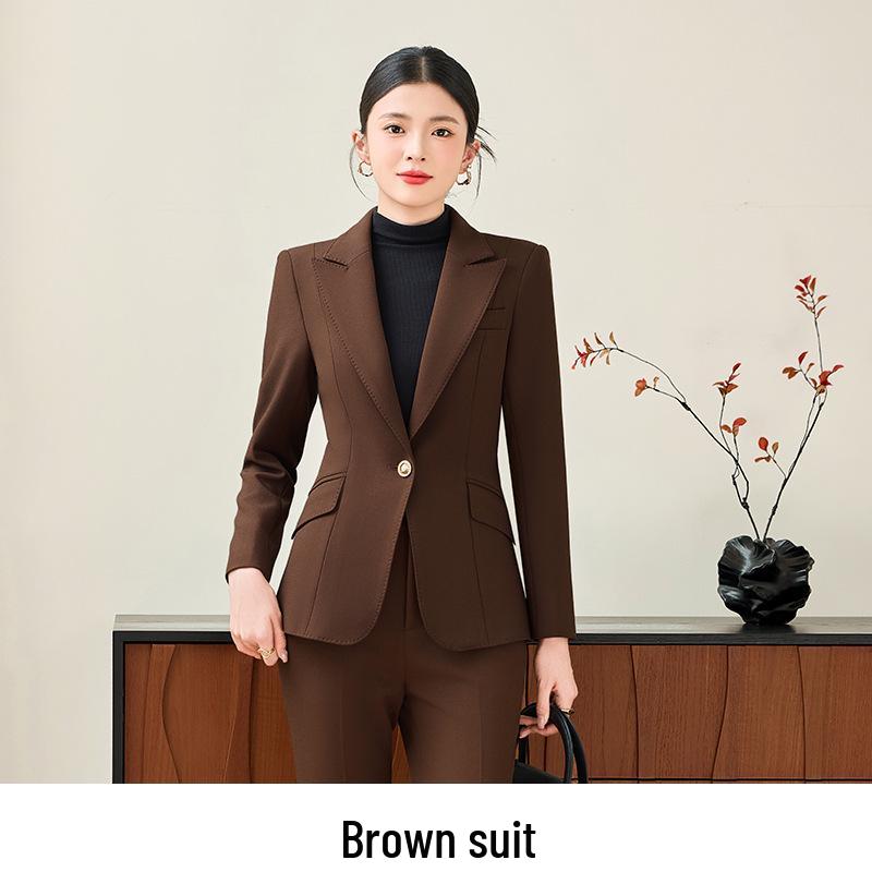 

Жіночий червоний блейзер і штани мікрокльош - Осінній професійний костюм 2025 року для офіційних заходів 4XL