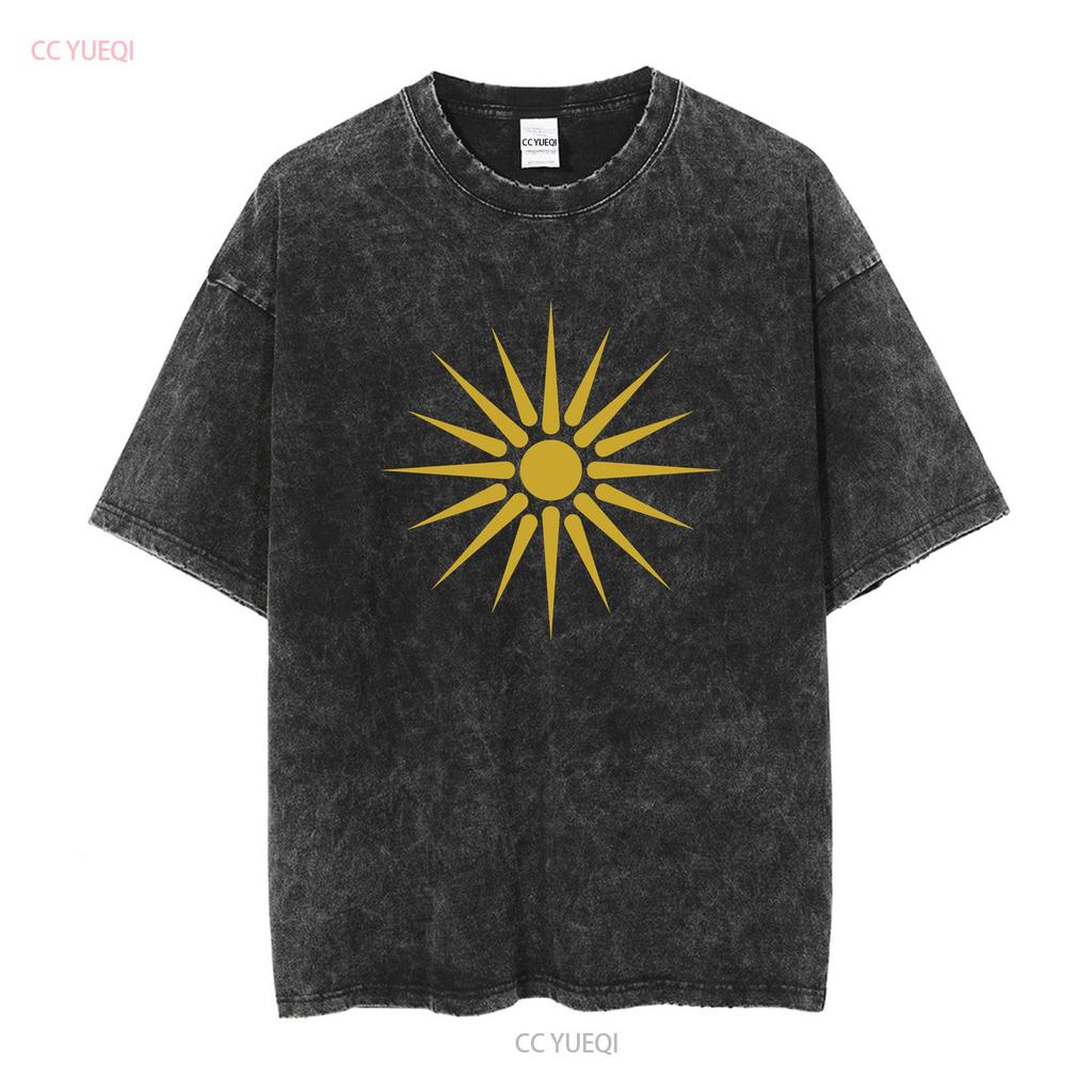 Vergina Sun T Shirt Ancient Macedonia Alexander the Great Symbol Macedon Star Long or Short Sleeves Vintage Washed Casual