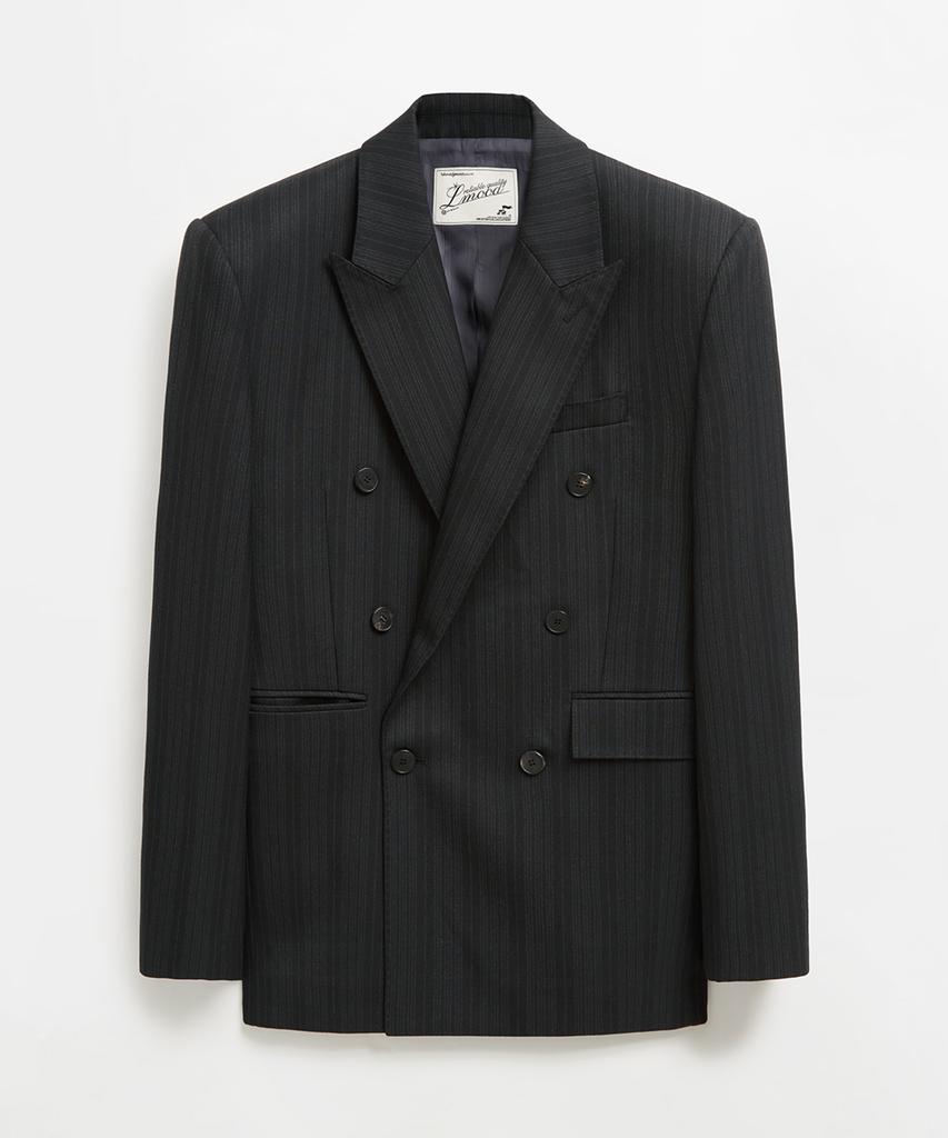 Lmood Seville Wool Stripe Double Blazer Black