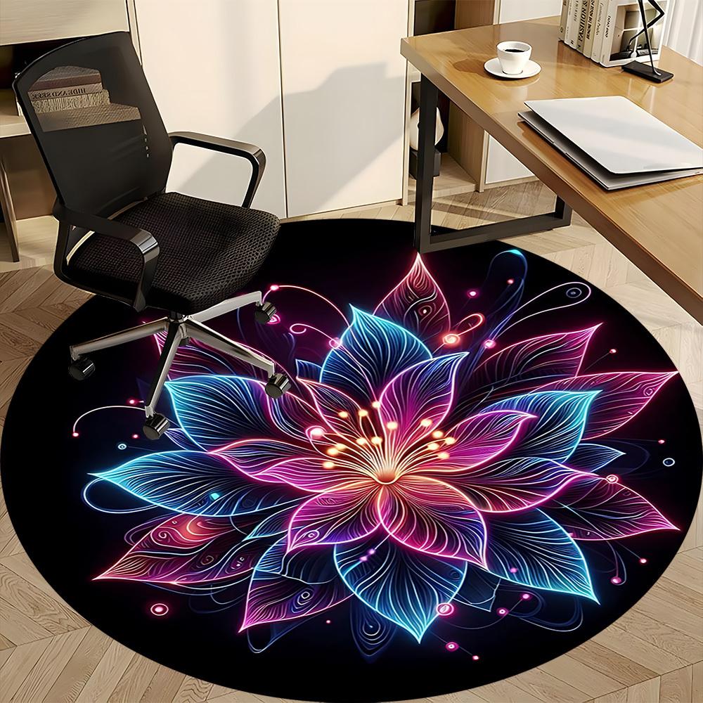 1pc Neon Lotus Chair Carpet for Office Non-Slip Mat for Office - Decorative Floor Mat yy251030257