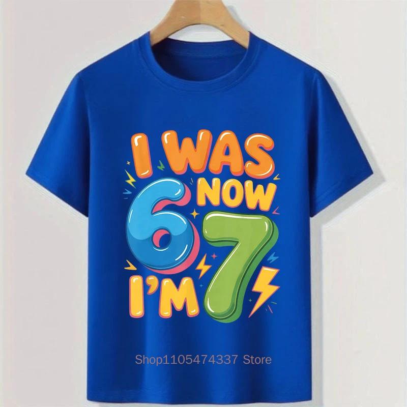 Birthday Six Seven Print Children Tshirts Summer Boys Casual Fashion Colorful Tops Kids Comfortable Oneck Short Sleeve Tees