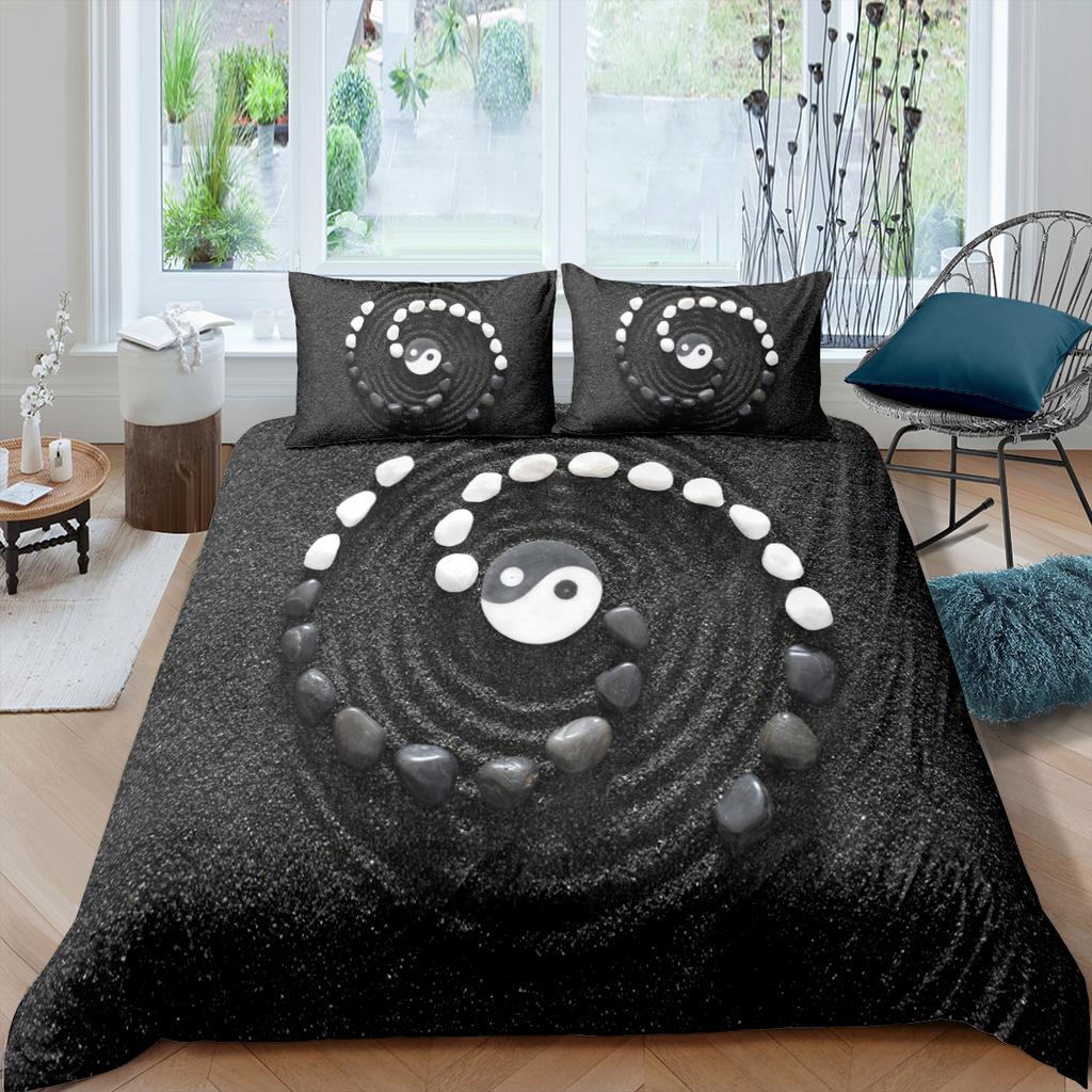 Povlečení s potiskem Jin a Jang 3D potisk Drby pro děti, teenagery, dospělé Přikrývka King, Queen size Polyesterová ložní souprava