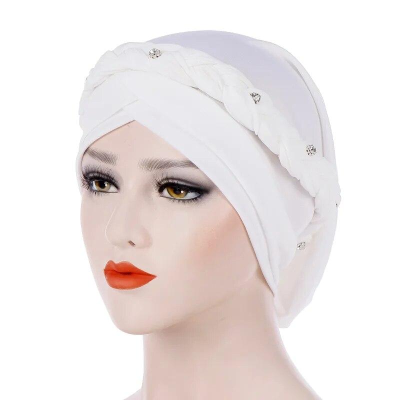 Diamonds Braid Turban Caps for Women Head Wraps