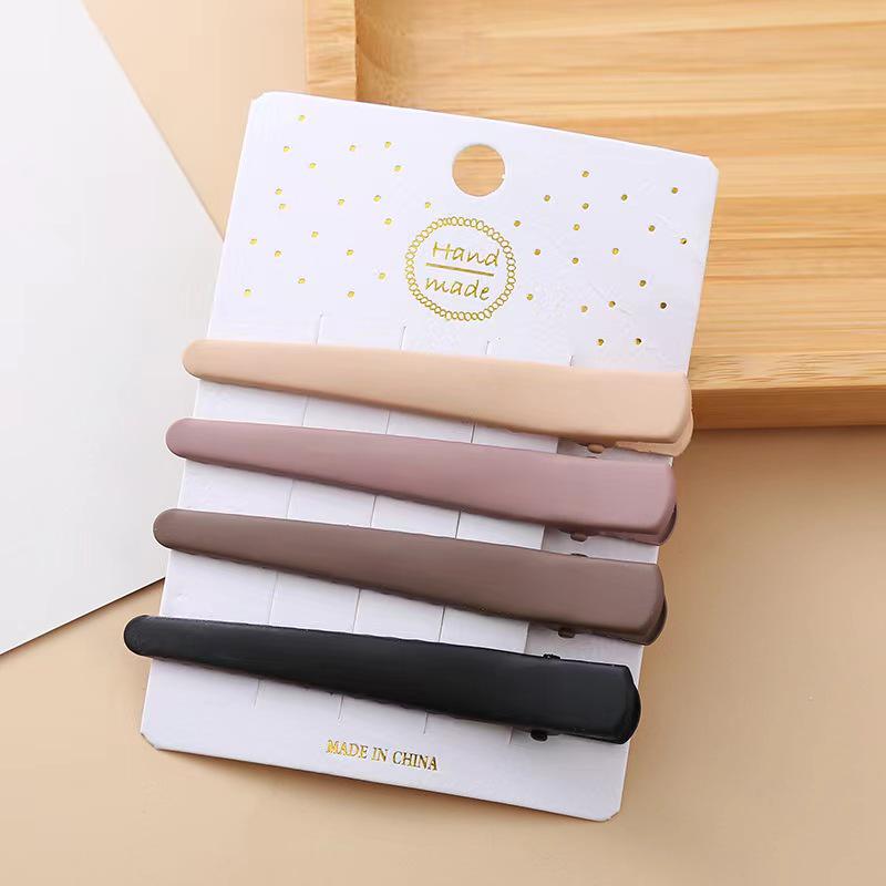 Dopamine Korean Minimalist Milk Coffee Hairpin for Women - Seamless Edge Side Bangs Clip for Frizzy Hair