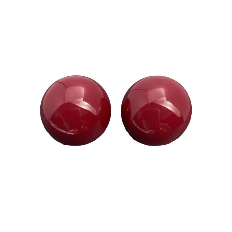 Beanie Pearl Stud Earrings in Vintage Red, Suitable for Ear Piercing, Ear Barb Without Removal Jewelry.