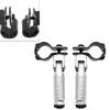 GZYF Motorcycle Highway Footpegs Foldable Footrest Pedals Silver Universal Motorcycle