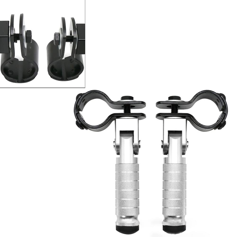 GZYF Motorcycle Highway Footpegs Foldable Footrest Pedals Silver Universal Motorcycle