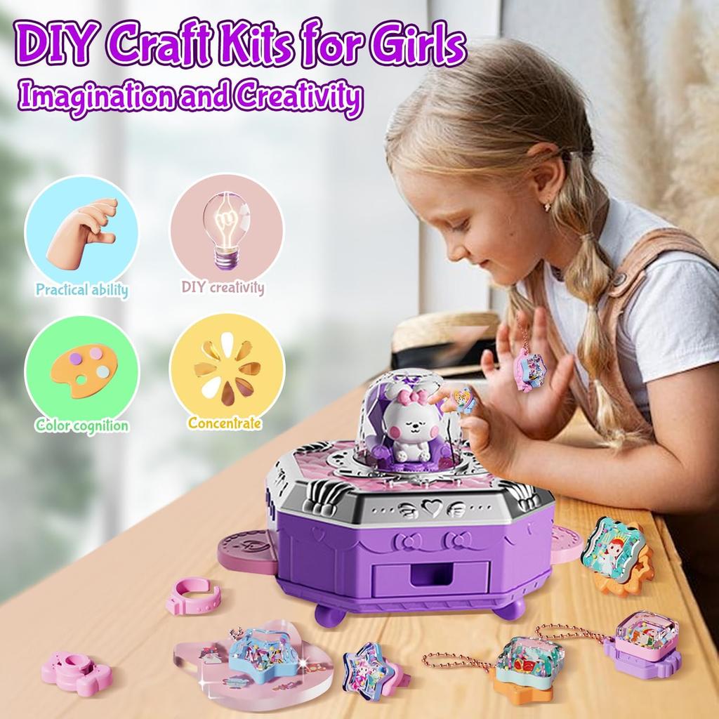 153Pcs Girls DIY Crafts Toy:Handmade Jewelry Magic Box for Girls Age 3+,Girls Ideal Brithday Gifts Chrismas Stuffer Stock