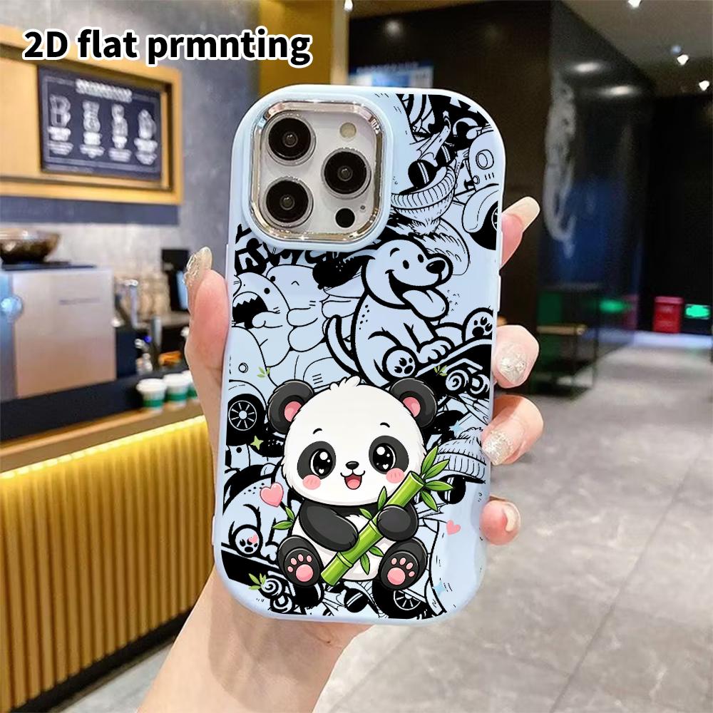 Phone case: 2D flat design, fits iPhone 18 17 16 15 14 13 Pro, cute panda, perfect Christmas and Halloween holiday gift