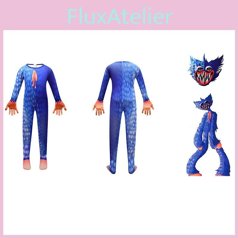 Wuggy Kids Huggy Poppy Playtime Cosplay Costume Bodysuit Jumpsuit Gloves Mask