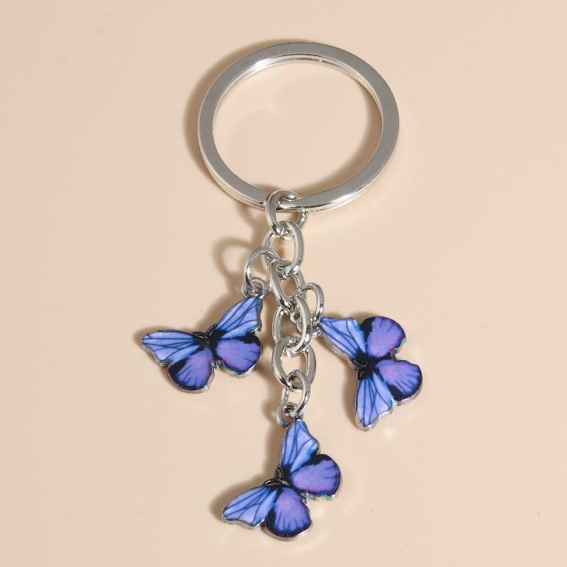Cute Colorful Butterfly  Enamel Flying Animals Key Chains For Women Girls Accessorie Handmade Jewelry Bag Charm