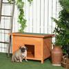 Hundehütte für den Außenbereich, Hundehütte aus Holz mit aufklappbarem Bitumendach, Wasserdichte Hundehöhle mit erhöhtem Boden für kleine Hunde, Gelb