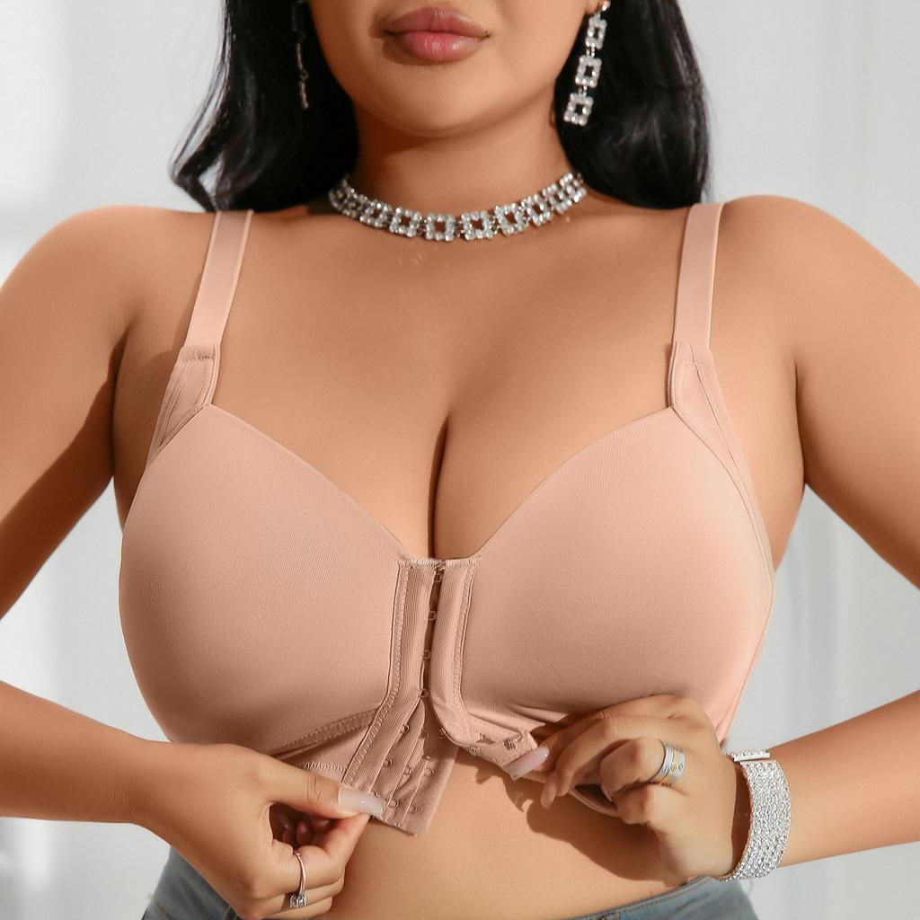 European and American Oversized Front-clasp Bra Without Steel Ring Comfortable Underwear for Running Shockproof and Gathered Beautiful Back Bra