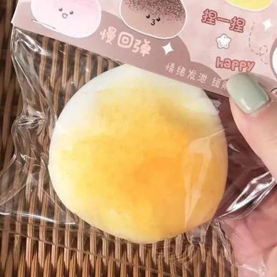 Simulation Egg-yolk Pastry Squeeze Toy Anxiety Stress Relief Fake Food Sensory Fidget Toy Slow Rising Decompression Gadgets