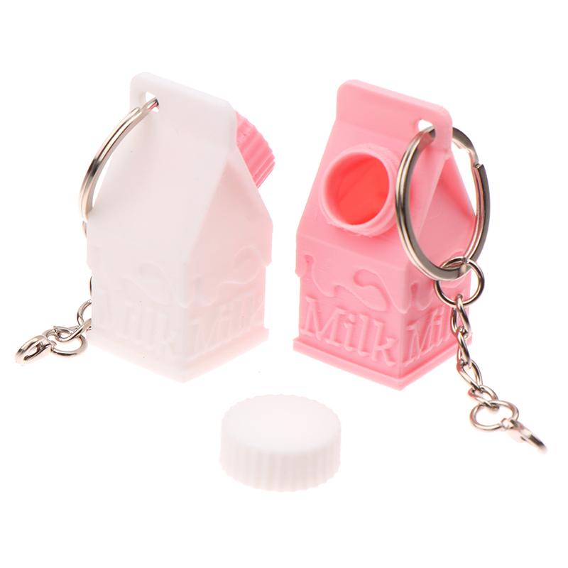 Portachiavi Ciondolo Cartone del Latte Mini Forma di Cartone del Latte Scatola Porta Pillole Contenitore Portatile Ciondolo Per Zaino Borsa Portachiavi