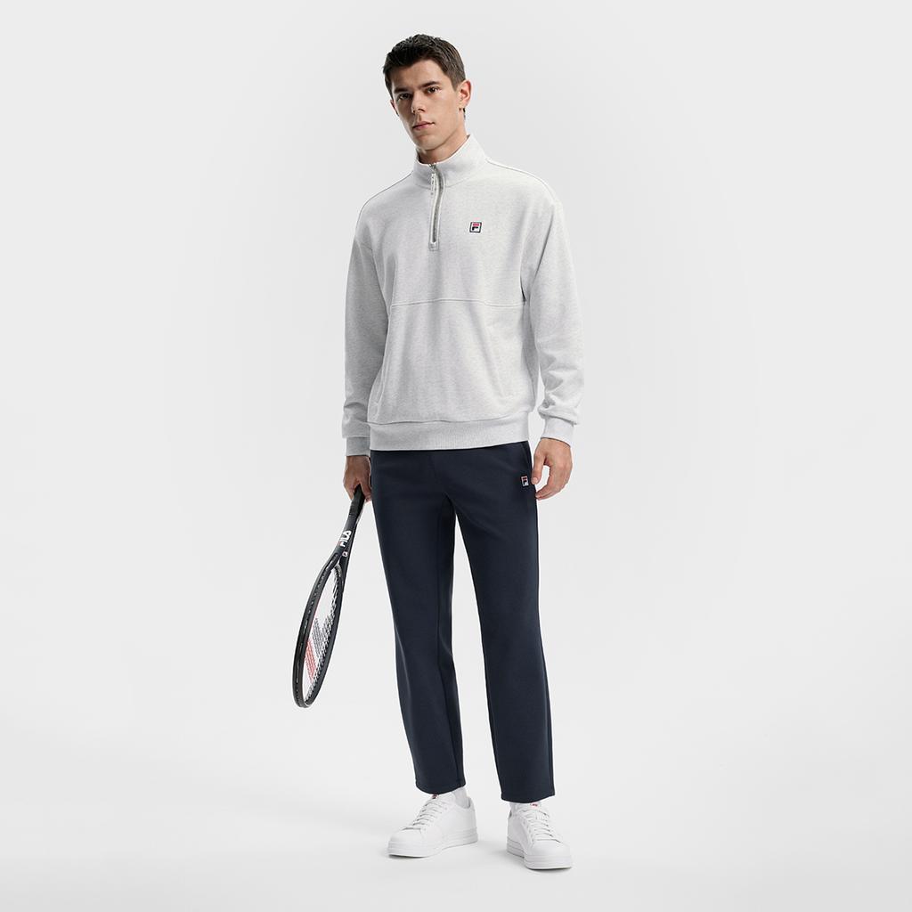 Fila Tennis Fashion Versatile Casual Sports Tennis Style Loose Half-Zip Pullover Knit Sweatshirt Men Sweatshirt Rain-Silk A11M543206FMG