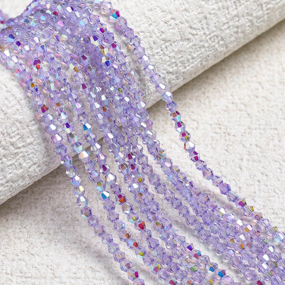 1 Strip 4mm Shiny Crystal Beads Bicone Beads 80pcs Glass Beads Loose Spacer Beads for Bracelet DIY Jewelry Making