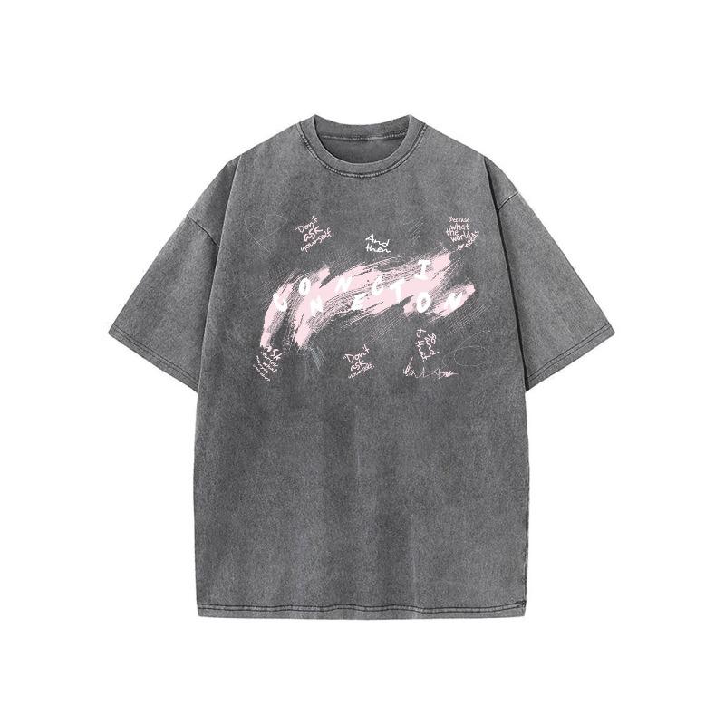 

European sizes Men S T-Shirt | Connection Graffiti Style Graphic Print, Short Sleeve, Crew Neck, Casual Top, Regular Fit S серый
