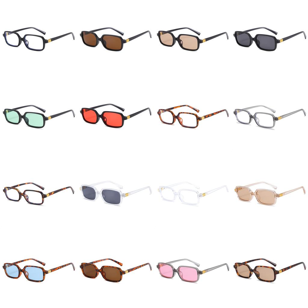 New Narrow Frame Leopard Print Square Sunglasses For Outdoor Travel And Fashion