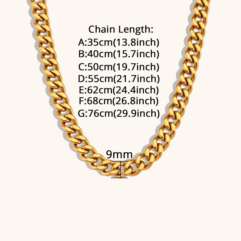 Punk Fashion Cuban Link Chain Necklaces Male Gold Color Stainless Steel Heavy Long Choker Chains For Men Vintage Jewelry Gift