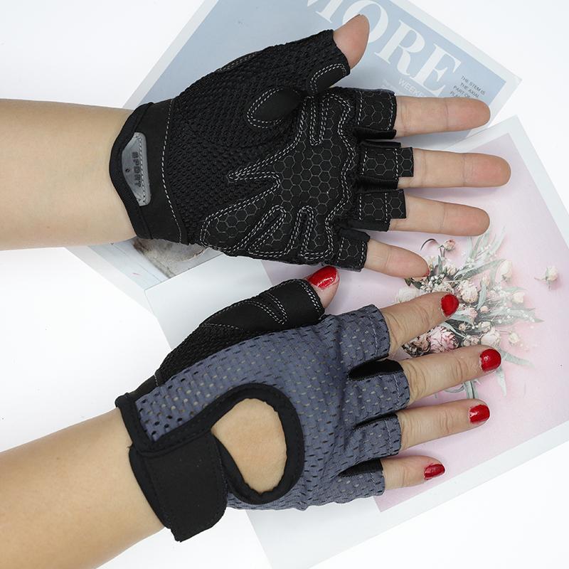 Gym Cycling Gloves for Women Men Fitness UV Protection Fingerless Summer Breathable Mesh Anti-Slip Workout Weightlifting Gloves