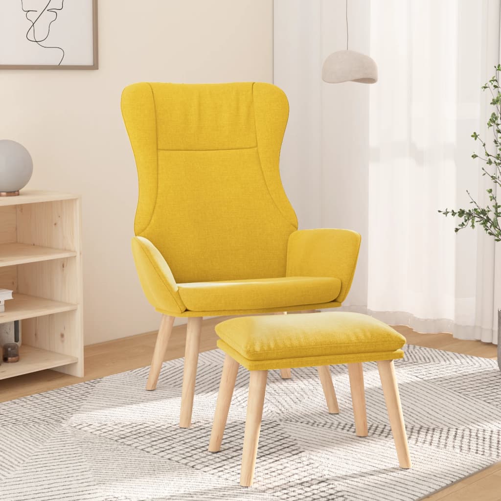 Recliner Chair with Ottoman Mustard Yellow Fabric