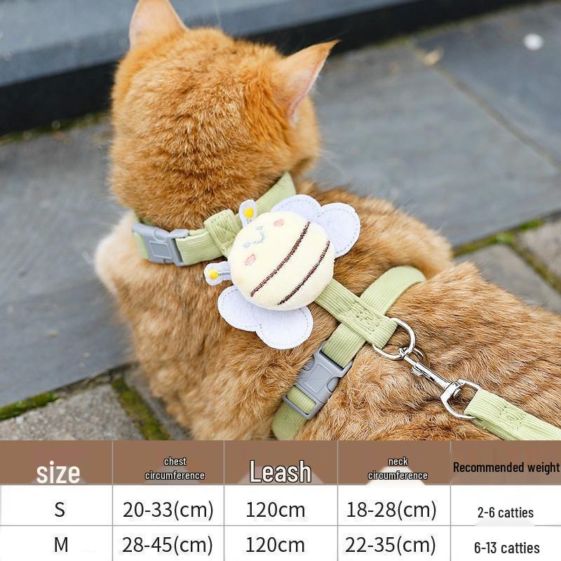 

Cartoon Bee Dog Leash and Harness - Breathable Traction Rope for Small Pets S (2-6 lbs)
