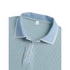 Mens Long Sleeve Striped Polo Shirt Loose Breathable Business Casual