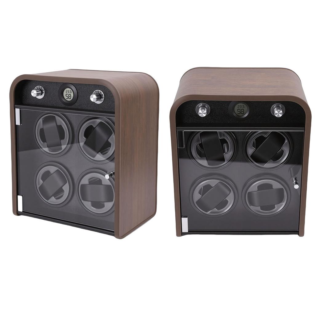 Watch Winder for 4 Mechanical Watches 5 Modes Quiet Automatic Watch Winder Display Storage Box with LED Light Temperature Humidity Sensor