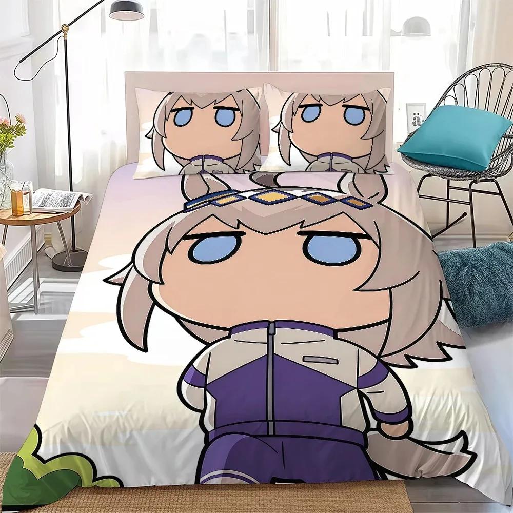 Umamusume Pretty Derby Cute Duvet Cover Pillowcase Bedding Set Single Double Queen King Size Soft Microfiber Student Decor Gift