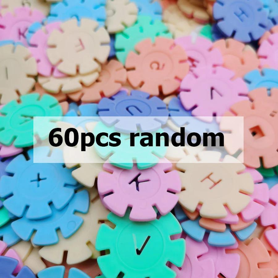 60/100/200pcs Snowflake Buliding Blocks 2 Colors Available Children Puzzle Plastic Early Education Toys Gift for Kids