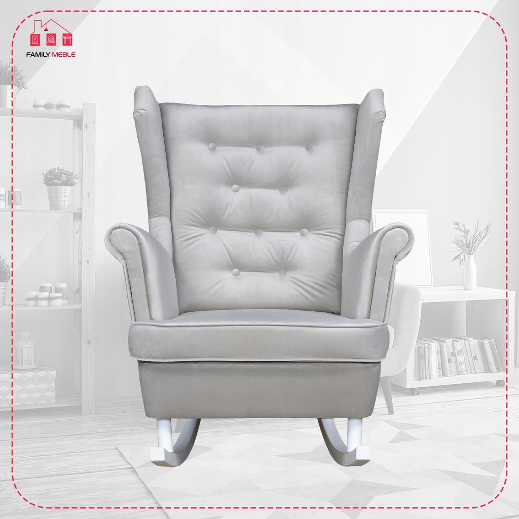 Diana Rocking Chair, Scandinavian, Family Meble, Grey-beige Velvet