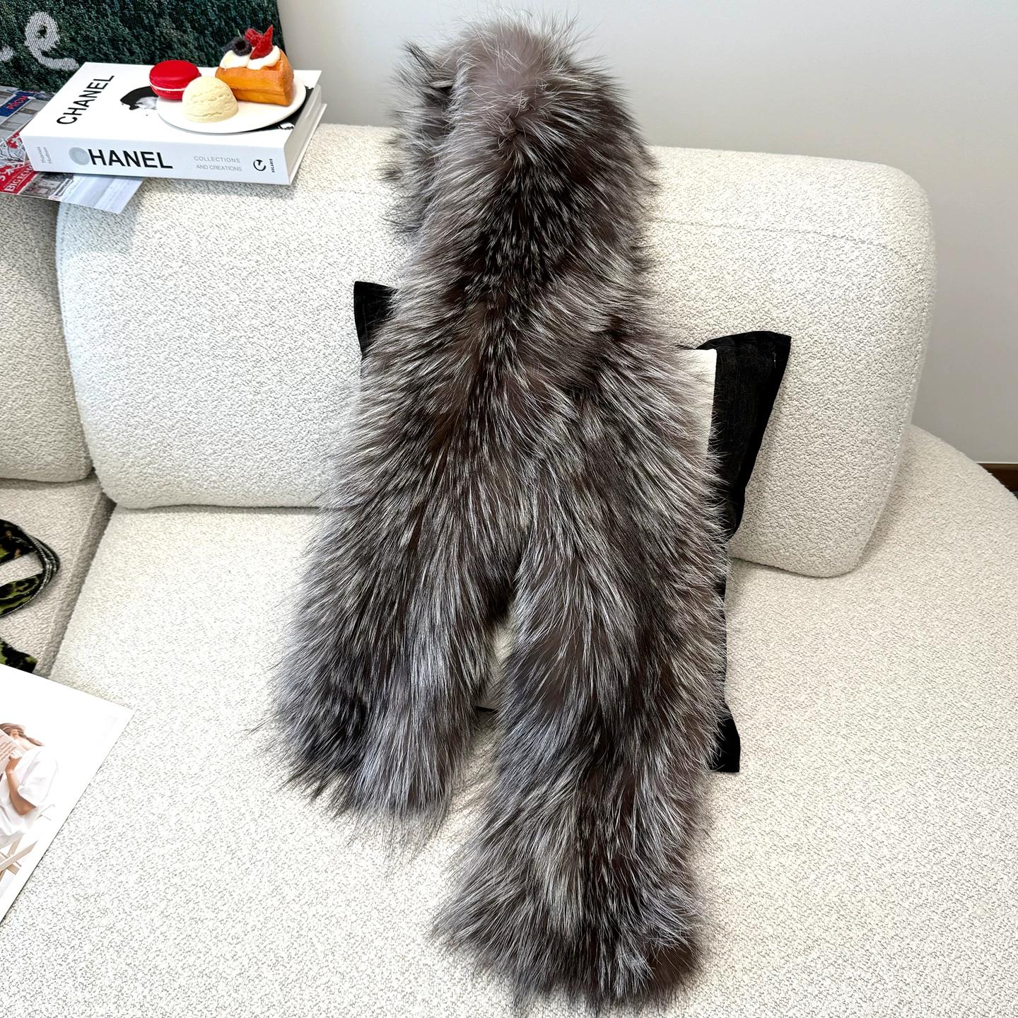 Double-sided Fox Fur Scarf, Women s Winter Long Shawl Scarf To Keep Warm, Korean Version of Red Fox and Silver Fox 170cmx16cm
