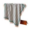 Light Luxury Simple Grid 90 Simulation Silk Large Square Scarf Retro Printed Shawl Versatile Herringbone Scarf Headscarf Women