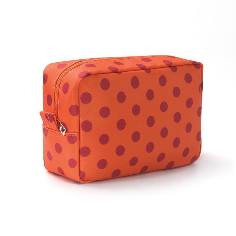 Polka Dots Cosmetic Bag Waterproof Zipper Compact Foldable Portable Makeup Pouch for Travel Daily Storage