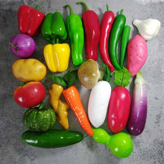 Vegetable and Fruit Model Set for Kitchen Decoration, Farmhouse Display, or Early Education Play