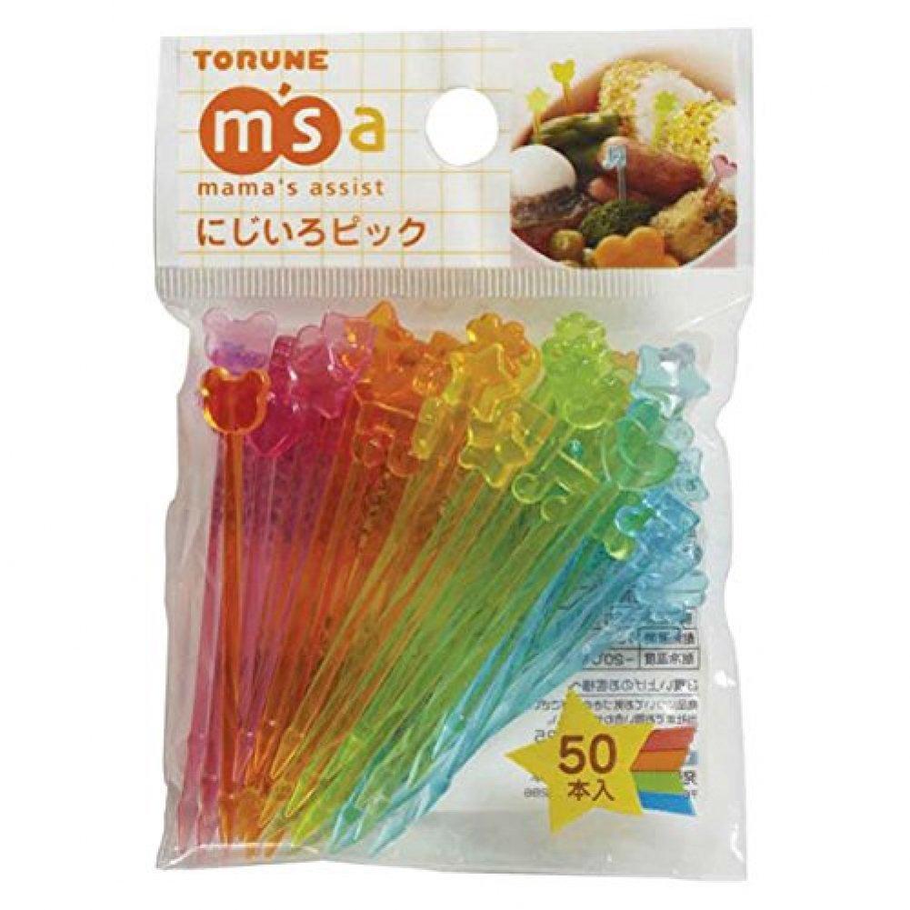 TORUNE Rainbow Food Picks P-3036 - Colorful Bento Accessories for Kids Lunchbox