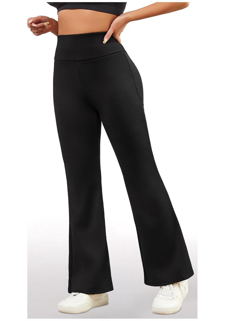 High-Waisted Fleece-Lined Yoga Pants: Thick, Tight-Fit, High Elasticity, European & American Style Flared Fitness Pants