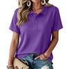 Women's Short Sleeve Shirt Breathable Casual Color Reinforced Collar Top for Outdoor Daily Wear