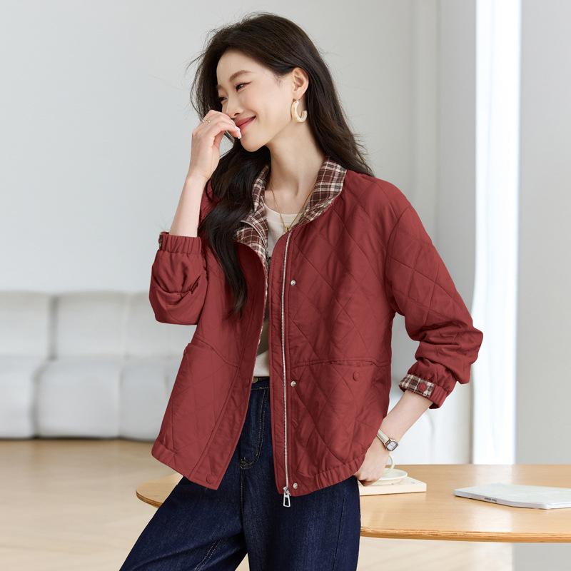Petite Women's Trendy Plaid Patchwork Slimming Jacket