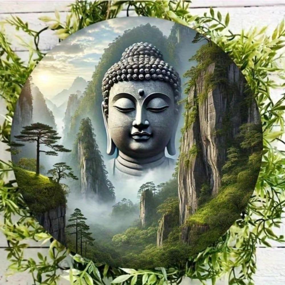 Metal Wall Art Buddha Decor for Home Office Garden Restaurant Interior