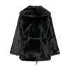 Women's Belt Decoration Collar Solid Color Medium Long Coat Autumn/Winter Long Sleeve Loose Coat