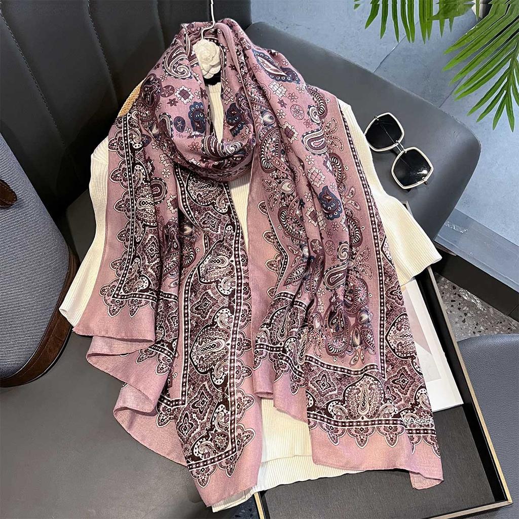 88*182cm Cotton Touch Scarf for Women Lightweight Fashion Floral Printed Scarves Boho Shawl Wraps