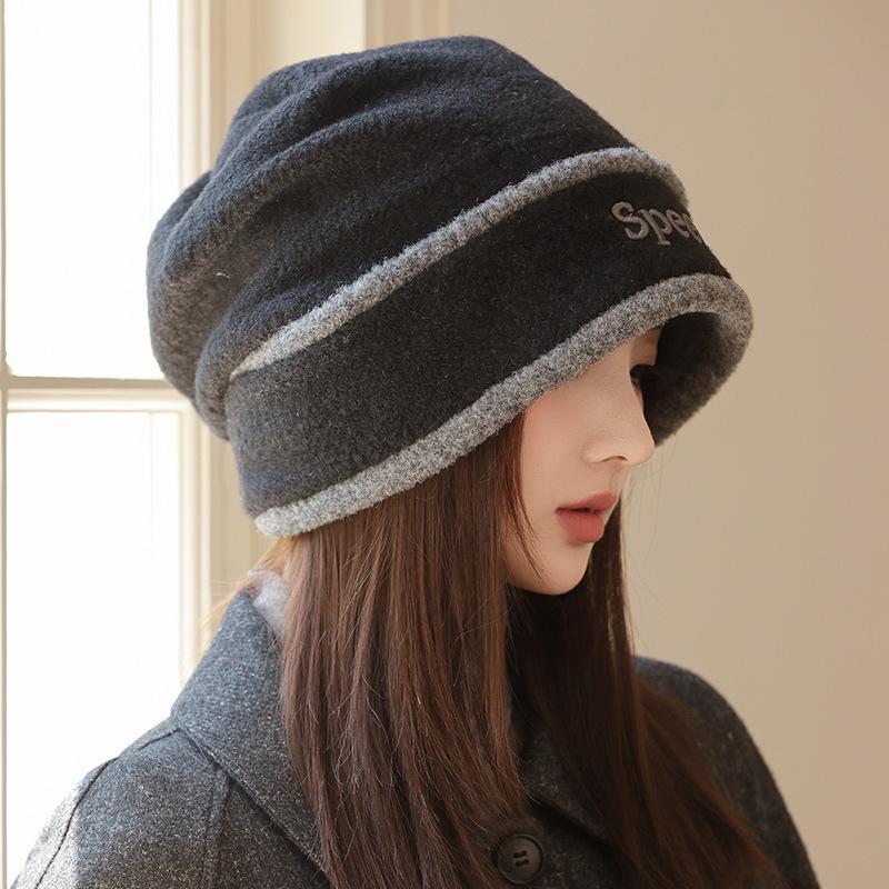 Autumn and Winter Hats for Women with Big Heads and Faces Small Fisherman Hat Korean Style Versatile Baotou Hat Outdoor Warm Plus Velvet Pile Hat