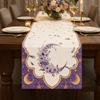 Vintage Moon Star Table Runner Washable Eid Mubarak Table Runner Dinner Table Cloth  Kitchen