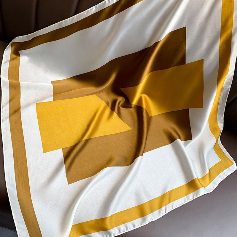 Women's Small Scarf | Spring & Autumn Korean-Style Black Polka Dot Stripe Scarf Fashion Decorative Thin Square Scarf for Ladies