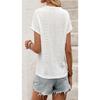 Women Ethnic Vacation Style Jacquard Lace Patchwork V Neck Batwing Short Sleeve Top