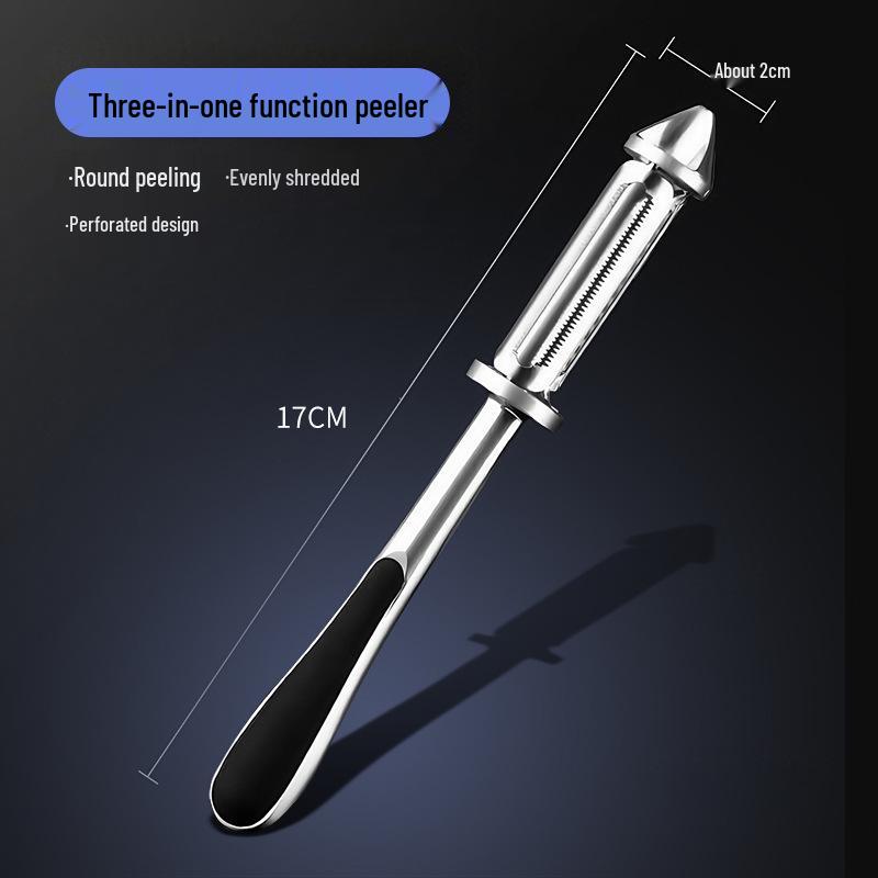 German Zinc Alloy Dual-Sided 3-in-1 Stainless Steel Kitchen Peeler