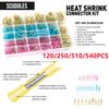 120-540Pcs Heat Shrink Wire Connectors, Waterproof Automotive Marine Electrical Terminals Crimp Connector Ring Fork Spade Splice